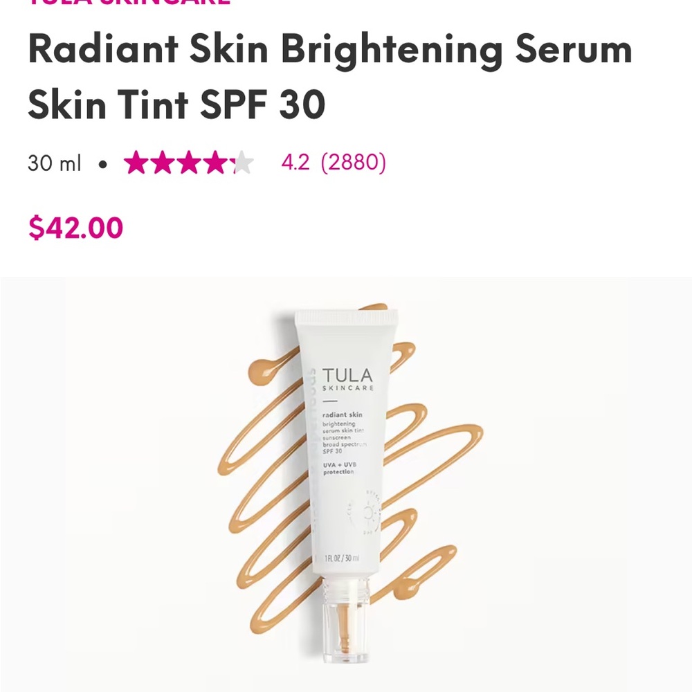 TULA Skincare Radiant Skin Brightening Serum Skin Tint SPF 30